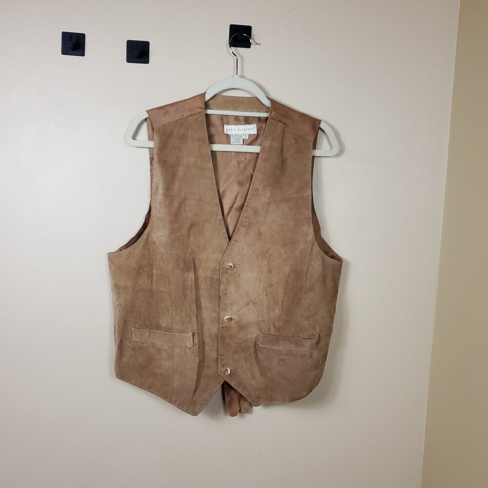 Vintage Basic Elements Leather Button-Up Vest Siz… - image 1